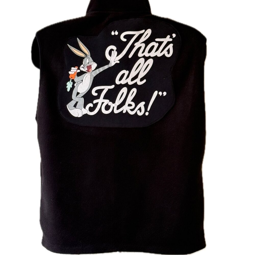 Bugs Bunny "That's All Folks "- Upcycled Black Vest